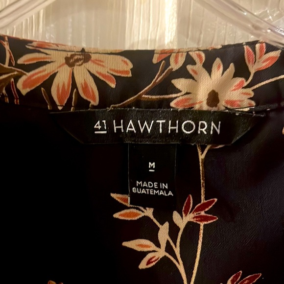 41 Hawthorne vintage-flower pattern 1/4 sleeve midi-dress, size med, navy blue. - Picture 6 of 6